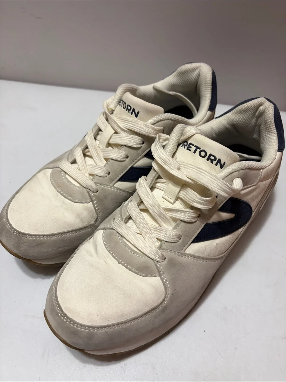 Tretorn Lillian White Navy Retro Comfort Sneakers Sz 9 Women